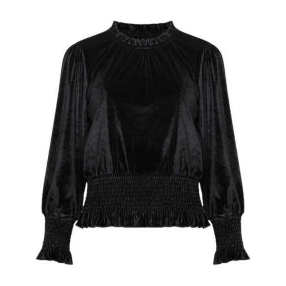 New French Connection Black Sula Velvet Jersey Top Size M - Picture 8 of 9